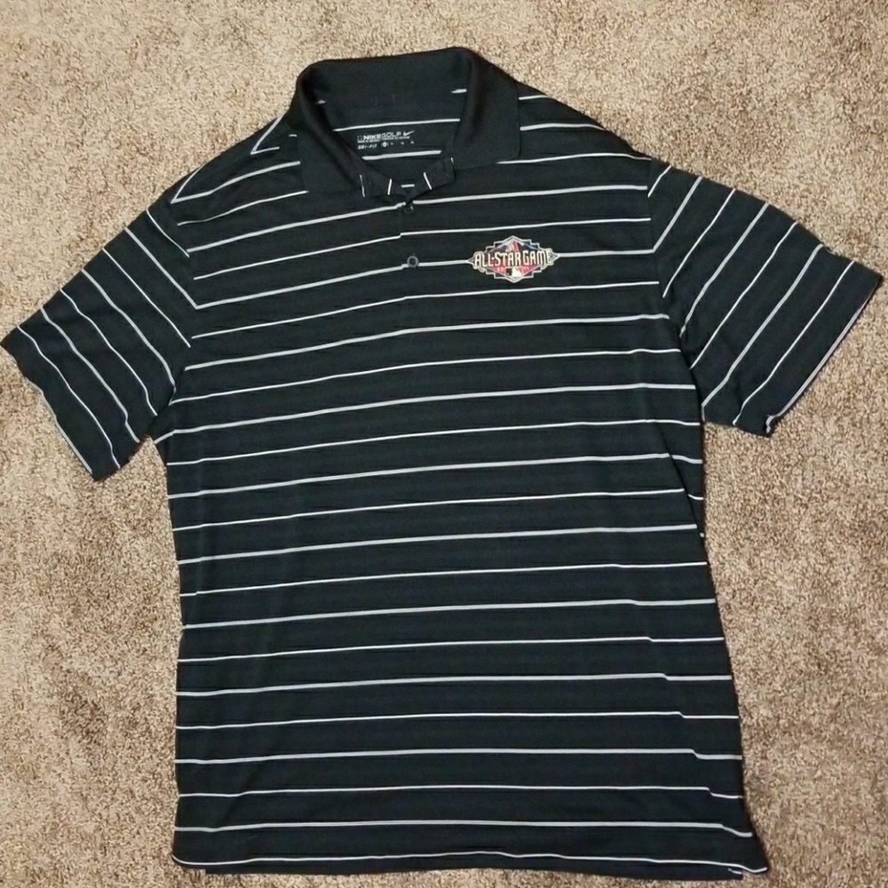 Men's XL black Striped Nike Golf Dri-Fit polo